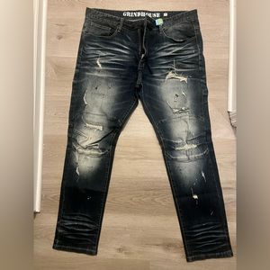 Men's Slim Straight Jeans - Distressed Black